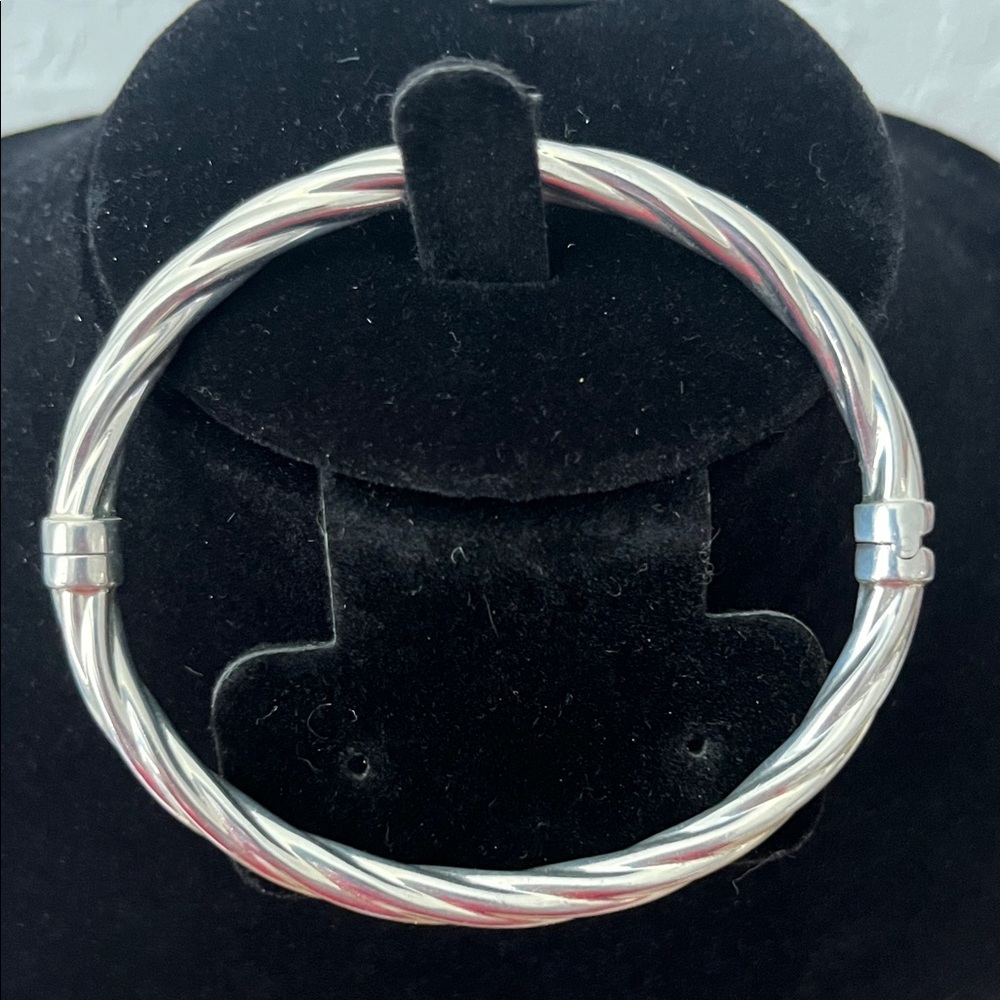 Silver 925 Thailand Twisted Hinged Bangle Bracelet